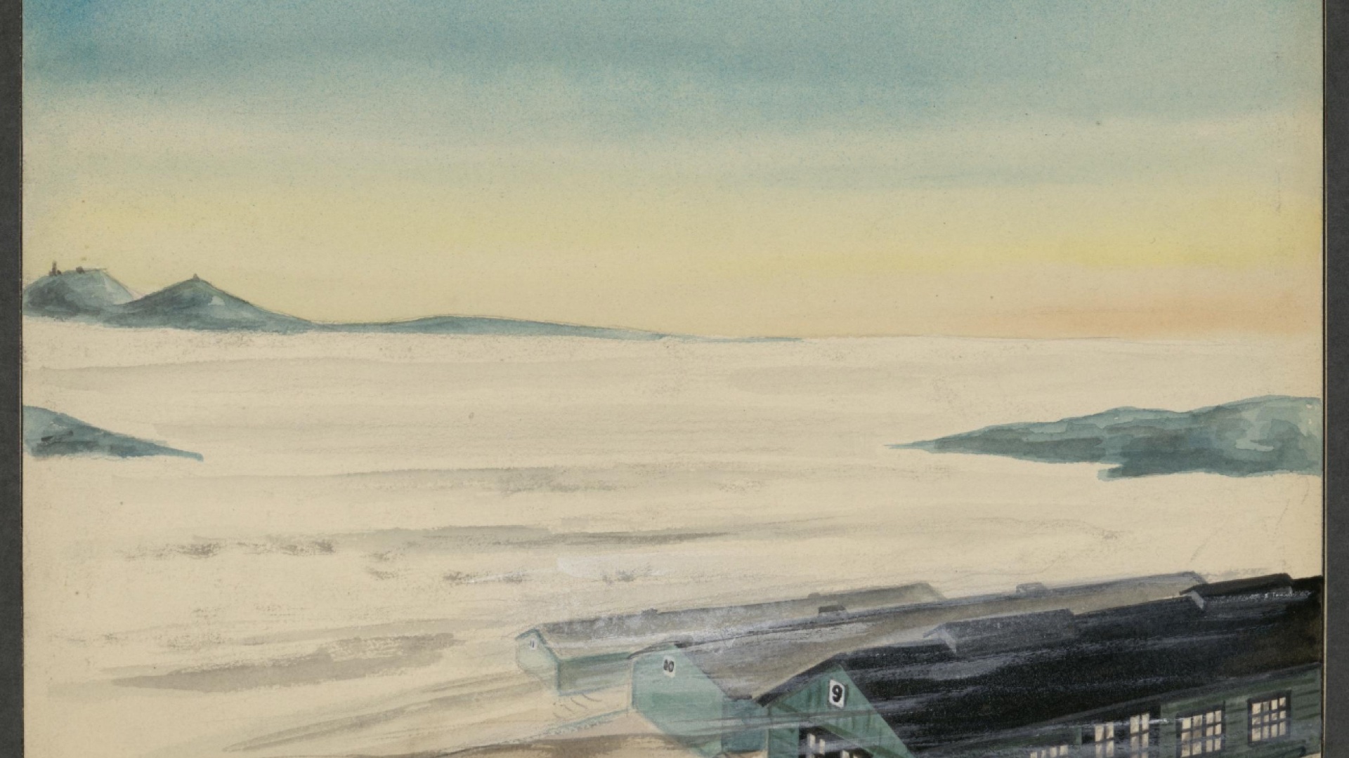 Brakker og fjell ved Natzweiler-Struthof - akvarell av Rudolf Næss