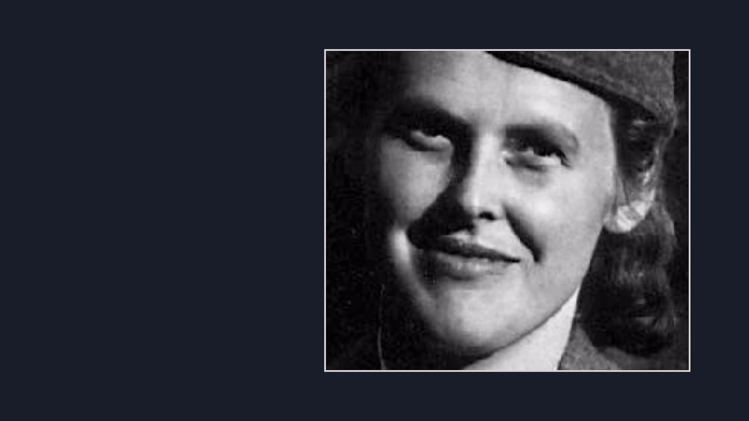 Wanda Hjort, senere Heger, som ung under andre verdenskrig — arkivportrett i sort-hvitt